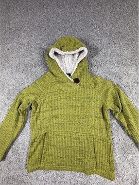 Koppen Sweater Womens X Large Green Hooded Knit Pullover Fleece Hoodie